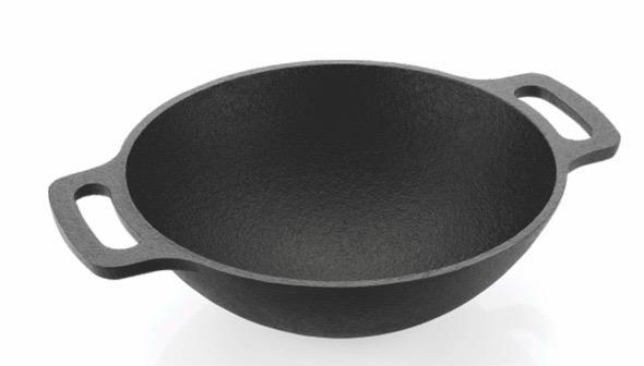 Chef Pearls Cast Iron Kadai – 10 Inches - Naturally Seasoned for Healthier, Flavorful Cooking